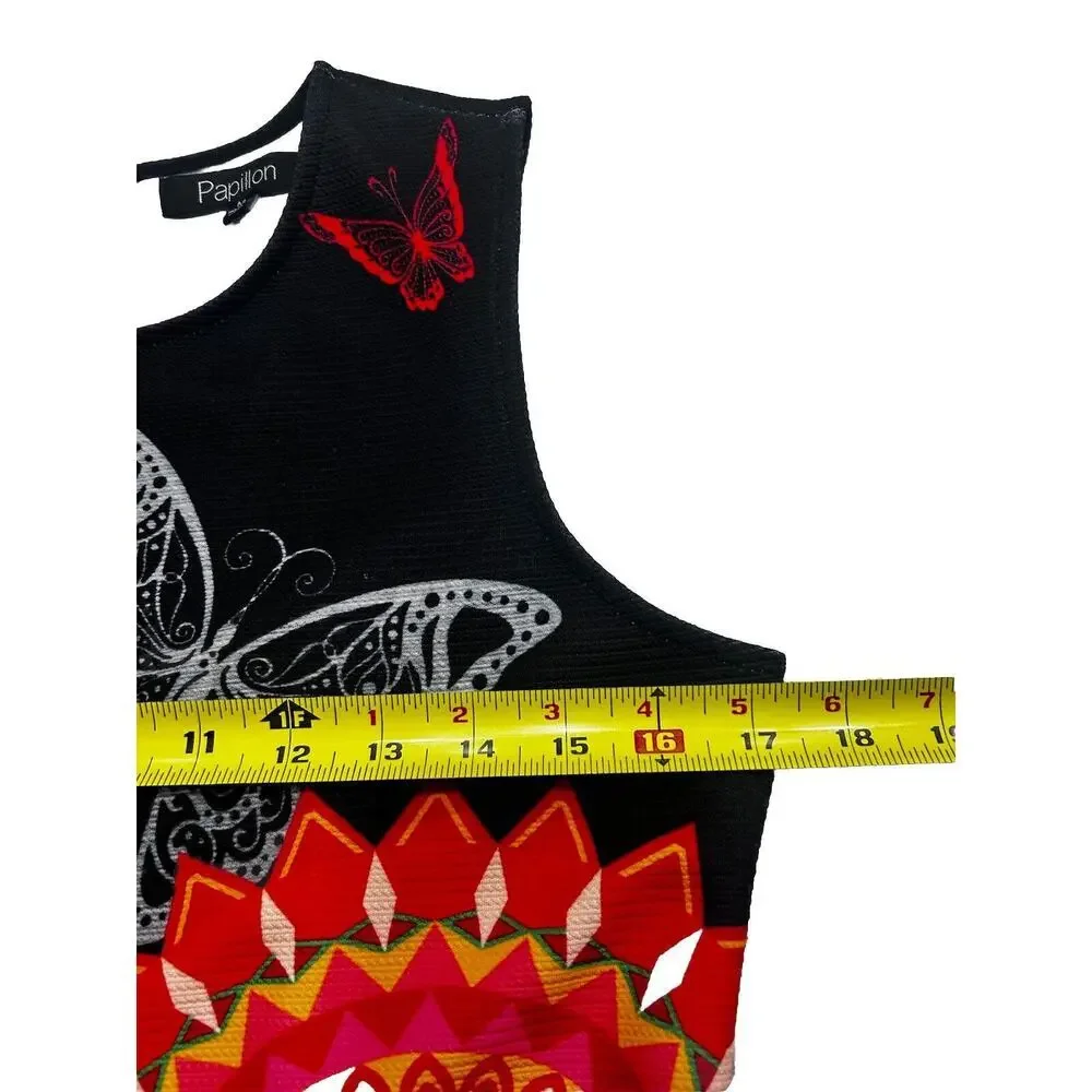 Papillon 60’s Dress Womens Medium Sleeveless Rhinestones Butterfly Colorful - Picture 6 of 8